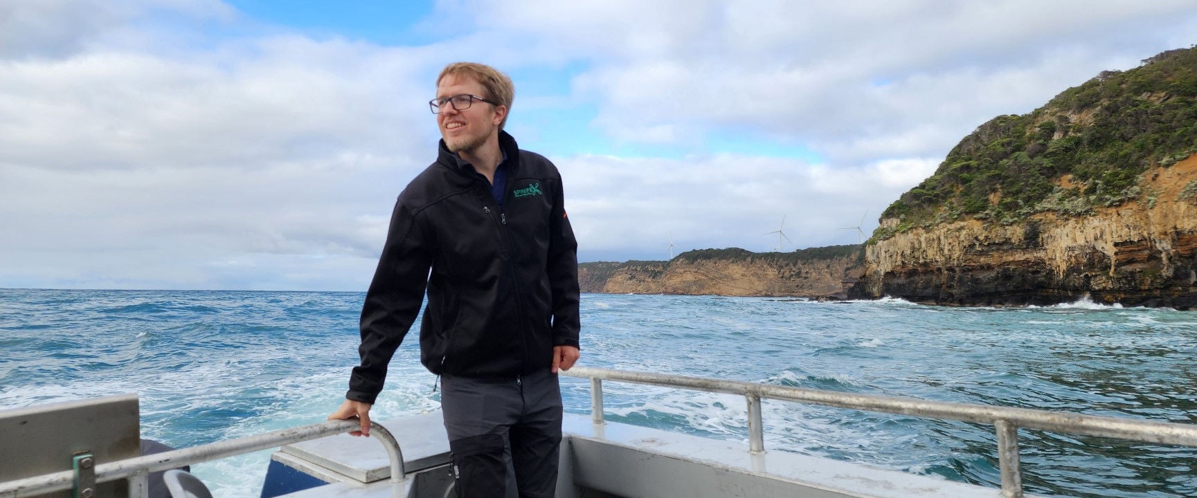 Spinifex Project Manager Linden Blair on a boat