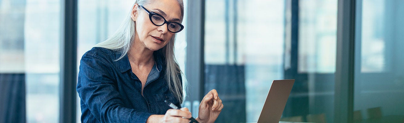 Business owner checking her account