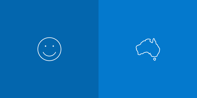 smiley face and Australia icon