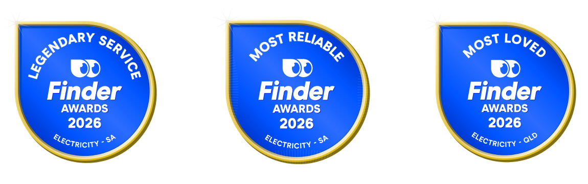Band of 3 Finder Awards 2026 for Alinta Energy: Legendary Service, Most Reliable, Most Loved