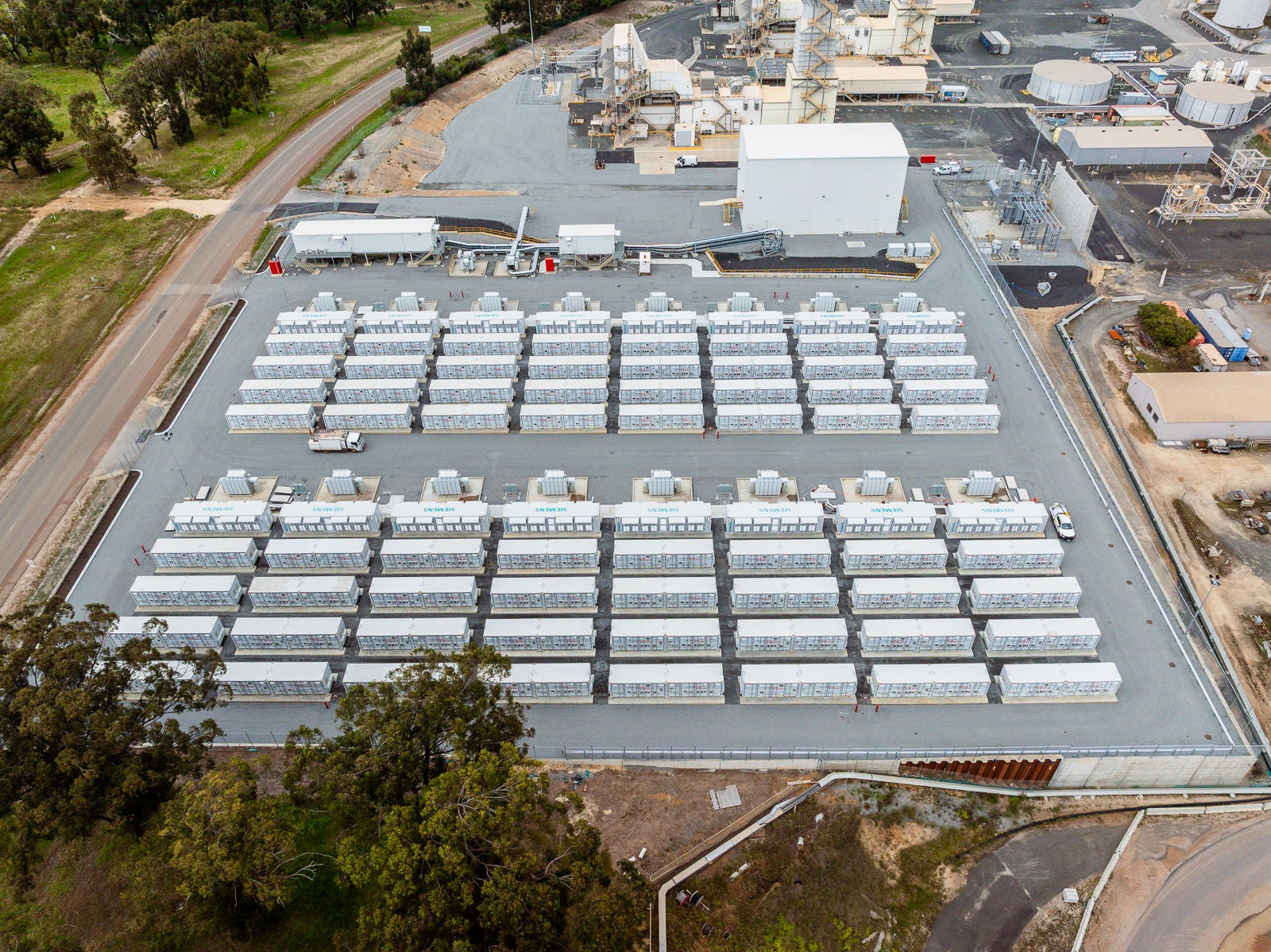 An overhead view of the battery units.