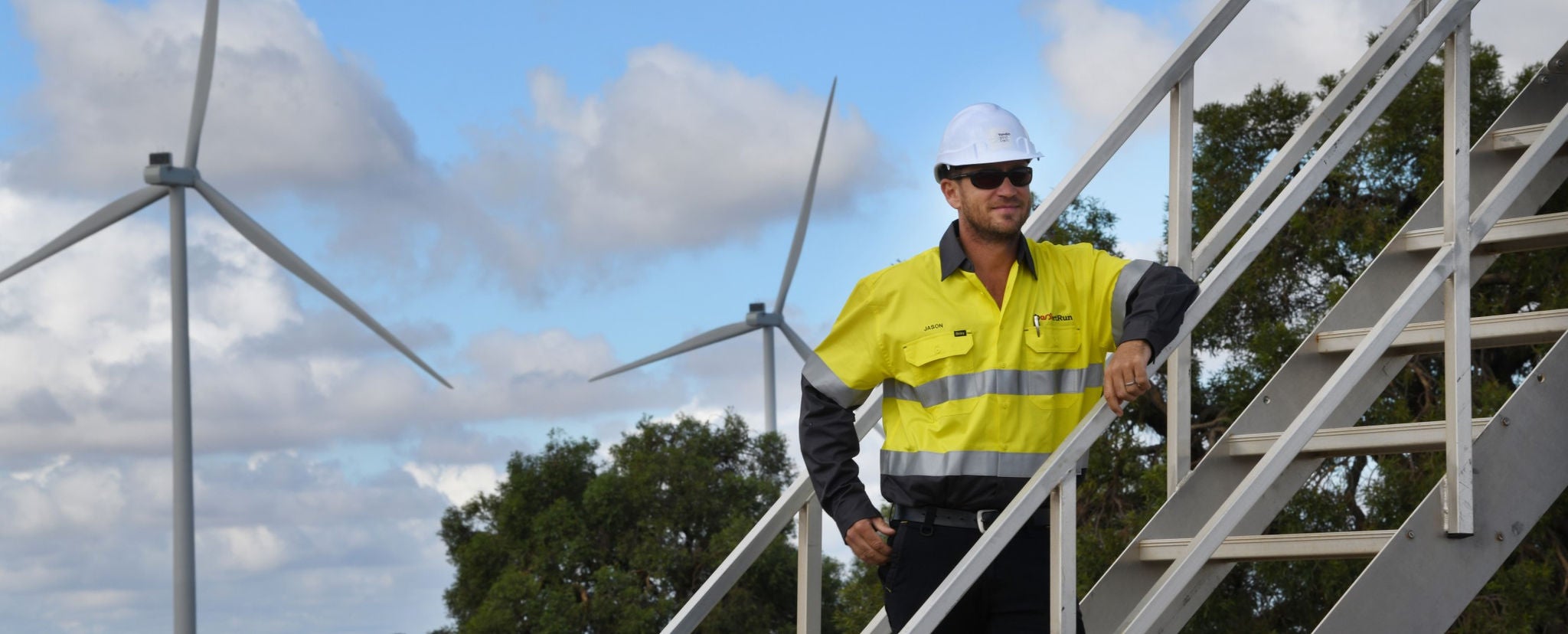 A worker at Yandin Wind Farm