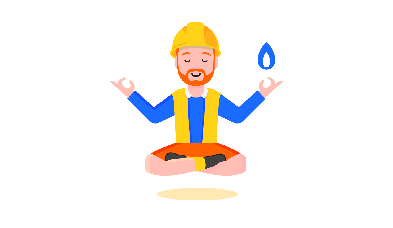 Graphical representation of Zen Bob, who is hovering in a yogic meditation position