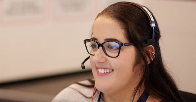 Smiling customer service team member