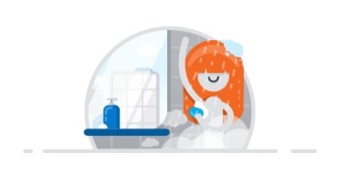 Illustration of someone having a hot shower.