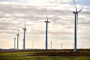 12 wind turbines from a few kilometres away.